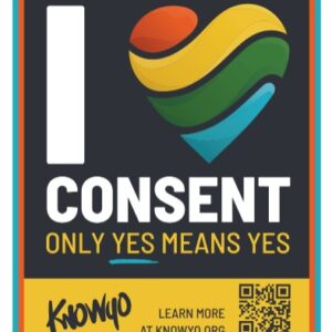Sticker: KnoWyo I Love Consent Vinyl Sticker, bags of 10, MAX 10 bags/month